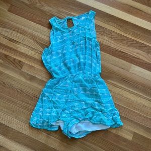 Teal and White Romper